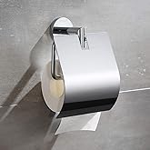 BUVELOT Toilet Paper Holder with Cover, Contemporary Toilet Roll Holder for Bathroom Wall Mounted,Chrome,Brass,077040-CR Leo 