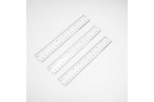 DIAO79NI 3 Pieces Transparent Plastic Ruler, 8 inch (20cm) Ruler, Pack of 3, Clear Ruler, Plastic Ruler, Rulers for Kids, Measuring Tools, Ruler Set, Ruler inches and Centimeters