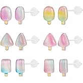 AoedeJ Colorful Plastic Post Earrings for Sensitive Ears - Medical Grade Stud Earrings for Women