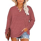 Gloria&Sarah Womens Plus Size Tops Long Sleeve Henley Shirts Fall Fashion Oversized Sweatshirt Tunic Sweaters L-4XL