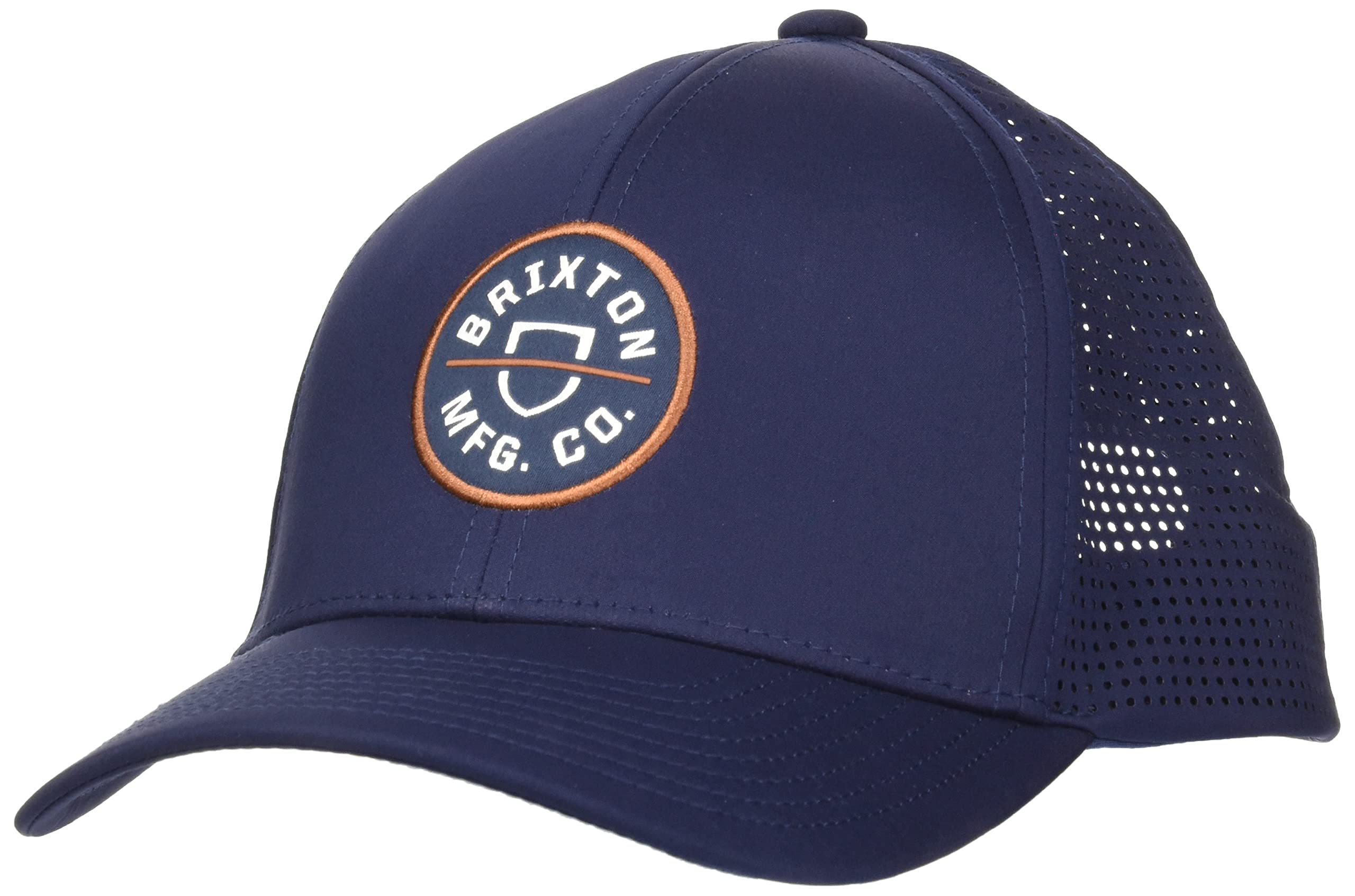 Brixton Unisex Crest X MP Snapback Baseball Cap, Navy Delavé