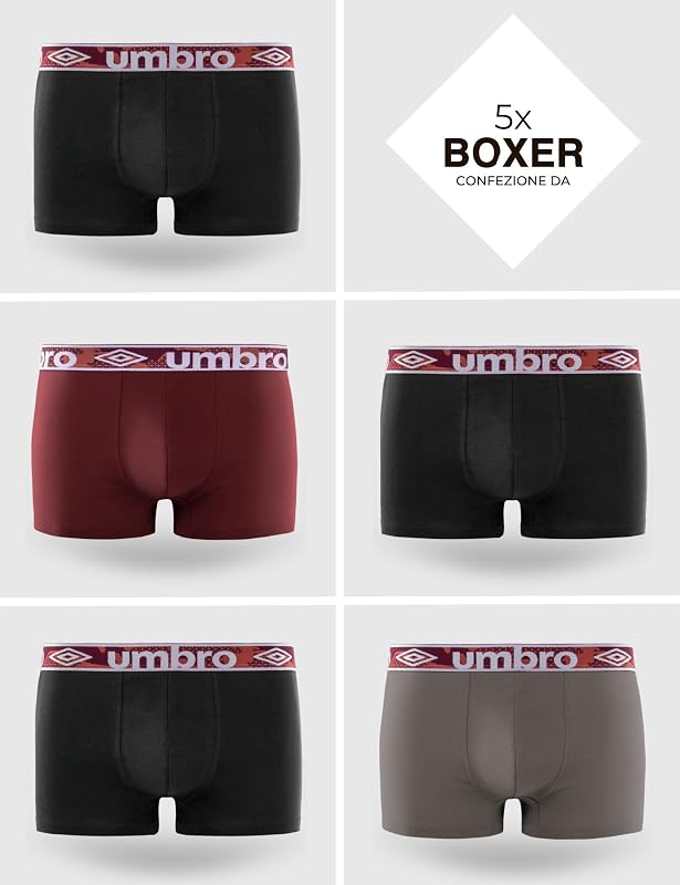 Mutande Boxer Uomo 100% Cotone, Set da 5, Nero CLA4 (M)