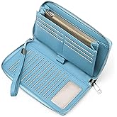 GOIACII Womens Wallet RFID Blocking Leather Zip Around Wallet Large Capacity Long Purse Credit Card Clutch Wristlet | RFID Blocking, Zip Around, Large Capacity, Long, Credit Card, Clutch
