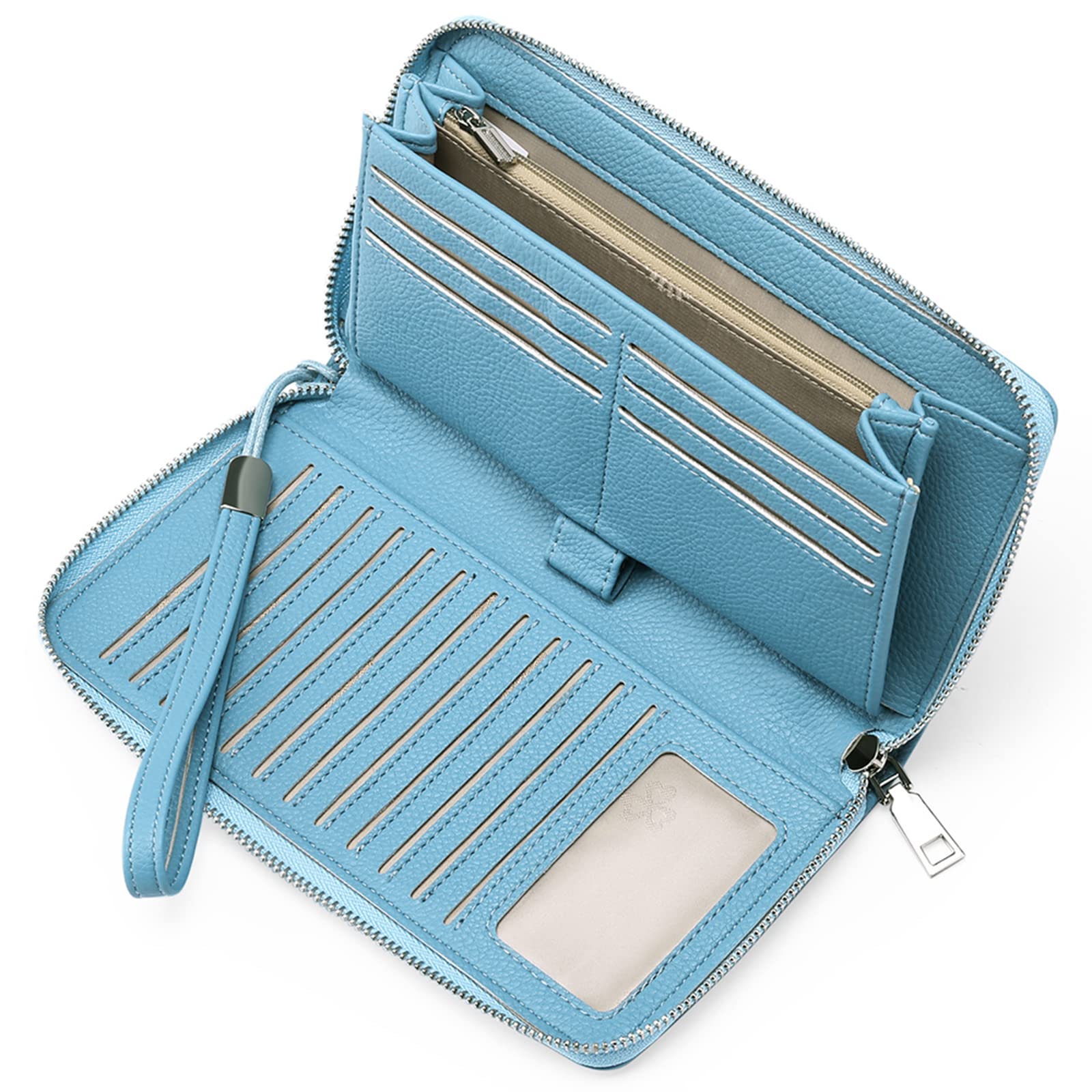 Photo 1 of GOIACII Womens Wallet RFID Blocking Leather Zip Around Wallet Large Capacity Long Purse Credit Card Clutch Wristlet