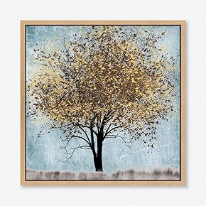 signwin Framed Canvas Wall Art Gold Trees Canvas...