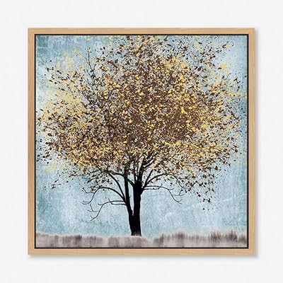 signwin Framed Canvas Wall Art Gold Trees Canvas...