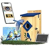 BirdoorKam Smart Bird House with Camera Solar Powered,Isolated Camera Bay & Bird-Safe Varnish, 2K HD Pinewood Birdhouse with Camera Inside,Smart Bird Nest Box,Auto Detection for Backyard Birdwatching
