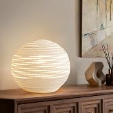 RONDURE Modern Ceramic Decorative Table Lamp Living Room Bedroom Bedside | Handcrafted Unique Warm Ambient Lighting Lamp, Accent White Translucent Ceramic shade, Fully Dimmable, Corded, Bulb Included