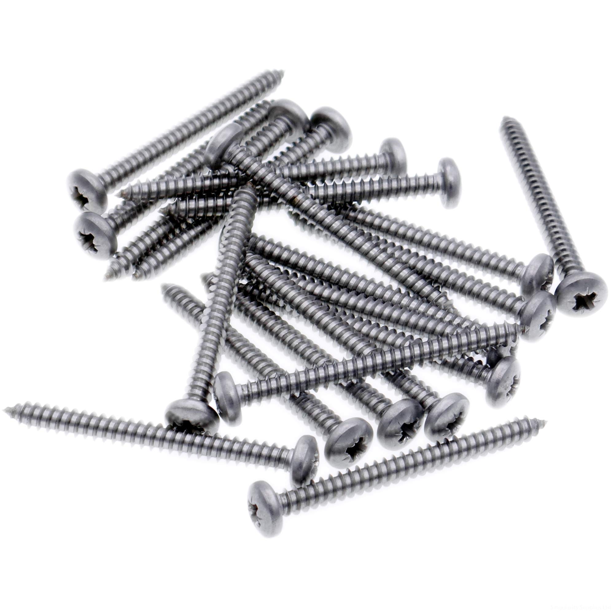 No.6 x 0.375 (3.5mm x 9.5mm) Pozi Pan Self-Tapping Screw - Stainless Steel (A2) (Pack of 20)
