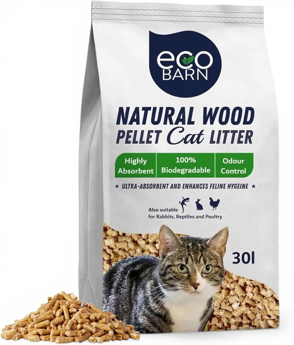 Eco Barn 30L Cat Litter Wood Pellets Biodegradable Non Clumping 15kg