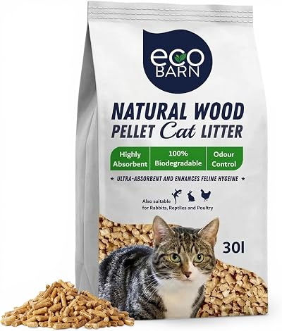 Eco Barn 30L Cat Litter Wood Pellets Biodegradable Non Clumping 15kg