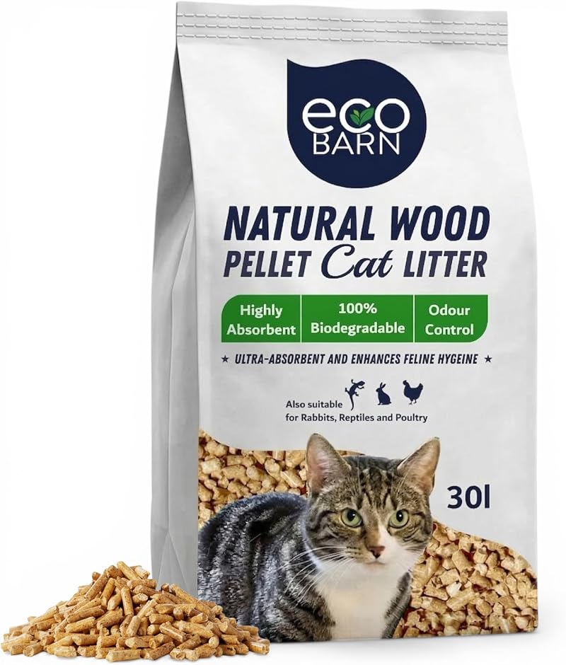 Eco Barn 30L Cat Litter Wood Pellets Biodegradable Non Clumping 15kg
