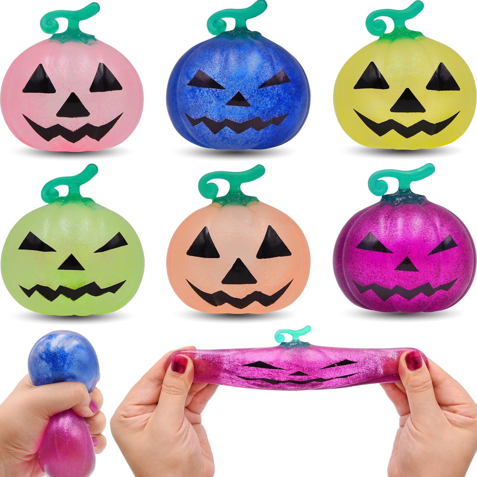 Photo 1 of *** 2 pack of 6***Howzcci 6 Pack Halloween Pumpkins Squeeze Toys Stress Balls Fidget Squishy Toys for Kids Girls Boys Halloween Goodie Bags Fillers Party Favors Treat Bag Gifts