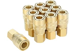 JOROY Brass Air Coupler, 1/4 Inch Body Size, 3/8 Inch NPT Female Threads Size, Industrial M-Type, 10 Pieces Air Compressor Hose Fittings