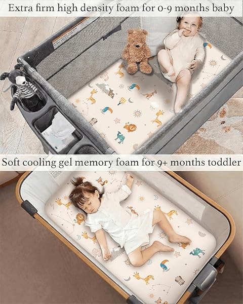 COTTON 38X24 BABY MATTRESSES-PACK AND PLAY MATTRESS,PACK N PLAY MATTRESSES,PLAYPEN MATTRESS FOR PACK N PLAY USE EXCLUDED-THICK FIRM WASHABLE HYPOALLERGENIC BREATHABLE SOFT MEMORY FOAM PORTABLE