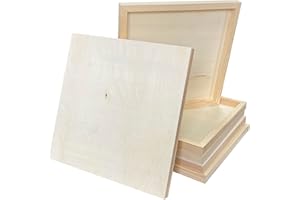 CREGUGUA Wood Art Panels 12x12 Unfinished Wooden Canvas Panels 6-Pack Wood Frame for Oil Pouring Acrylics Painting Crafts