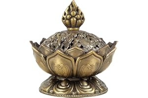 Lotus Incense Burner, Zinc Alloy Vintage Lotus Incense Burner Fragrance Holder for Home Decoration Spa Meditation