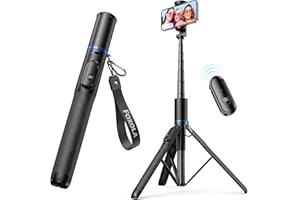 FOXOLA 61" Phone Tripod & Selfie Stick, Extendable All-in-1 Cell Phone Tripod Stand with Wireless Remote, Portable Tripod for iPhone14/13/12 Android in Selfies/Live Stream/Record/Vlog, Black
