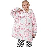 Huglanket Axolotl Gifts for Kids, Oversized Wearable Blanket Hoodies, Gifts for Birthday, Christmas