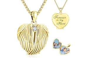 EUSENSE Picture Locket Necklace for Women Men Rose 14K Real Gold 925 Sterling Silver Jewelry Heart Locket Necklace that Holds Pictures Tree of Life Viking Wolf Celtic Knot St Christopher St Michael Pendant