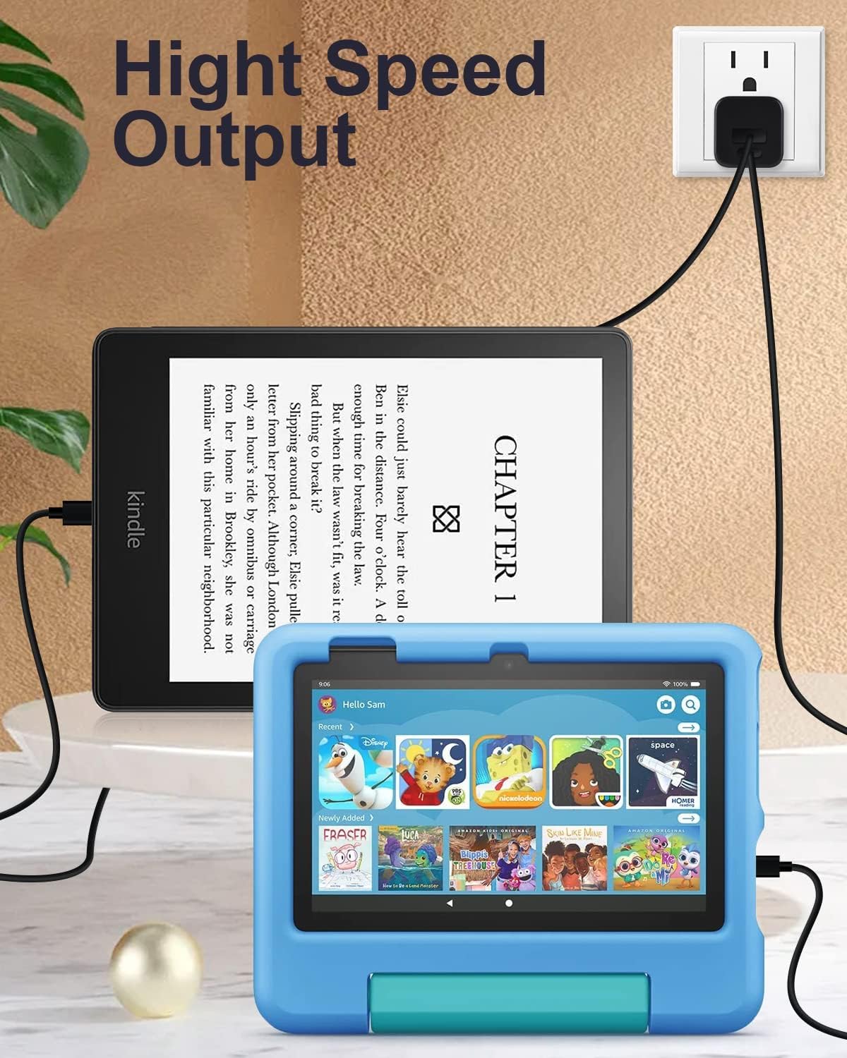 15W Fast Charger for New and Old Kindle Fire Tablets with 6.6Ft USB-C and Micro Cable (Designed for use with Fire Tablets and Kindle E-Readers