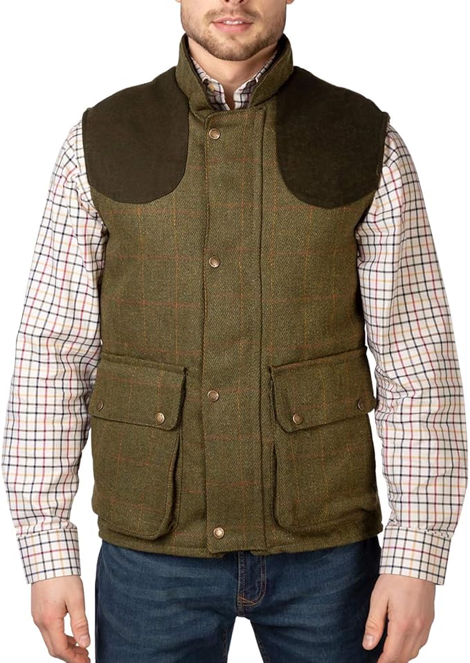 Rydale Men's Wykeham Check Wool Tweed Waistcoat Country Gents Gilet