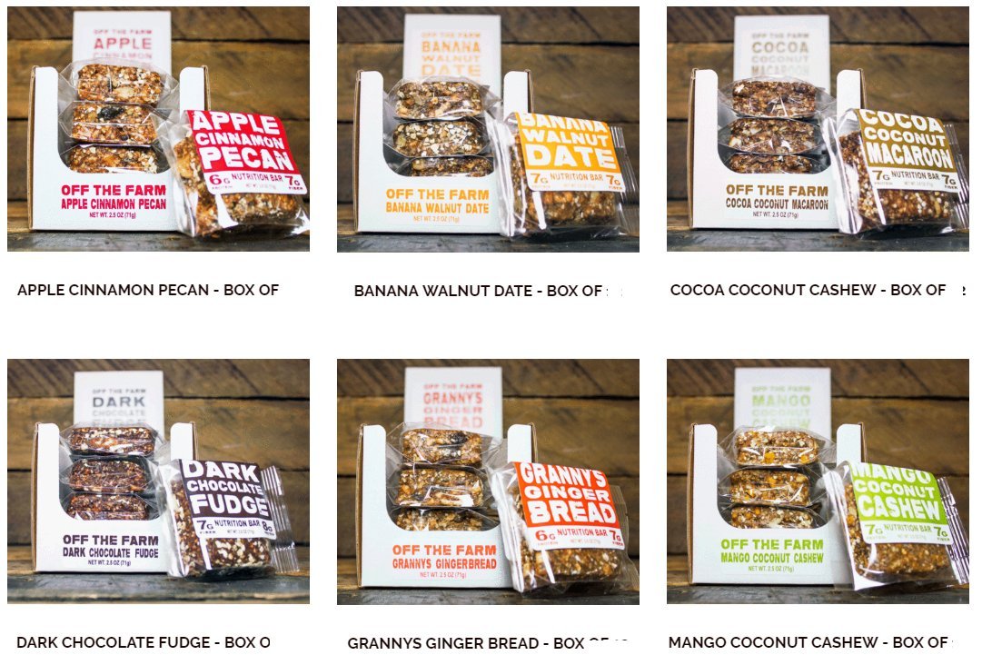 Off the Farm Nutrition Bars 6 Bar Variety Pack 2.5 Ounce
