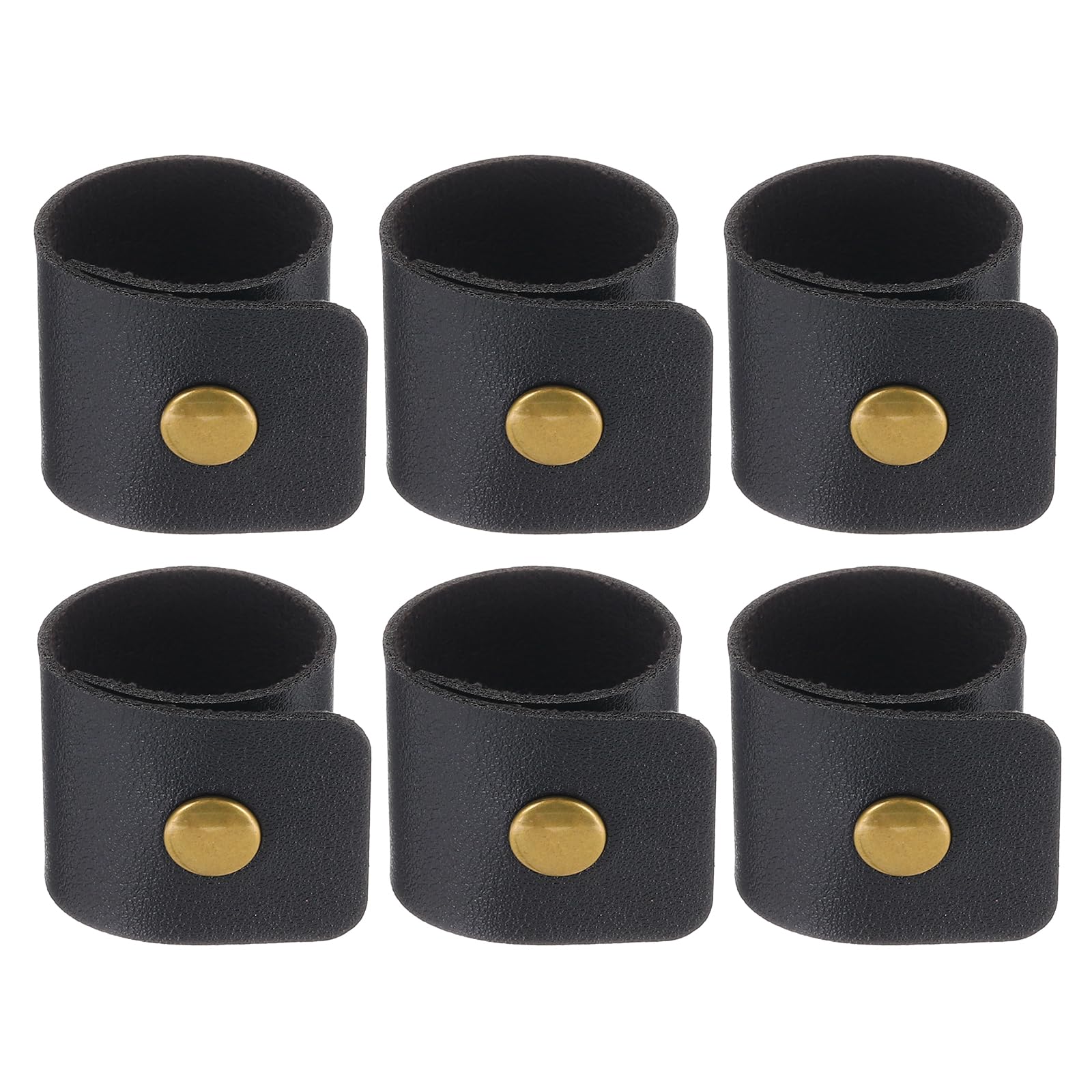 PATIKIL Napkin Rings, 6 Pcs Leather Napkin Rings Rustic Holder for Table Decor Thanksgiving Farmhouse Wedding Fall Banquets Dinner Party Ornaments Classic, Black