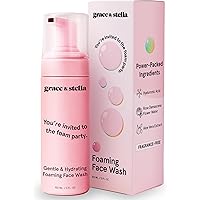 grace & stella Award Winning Hydrating Face Wash (150ml) - Gentle Foaming Facial Cleanser with Hyaluronic Acid, Rose Water, A