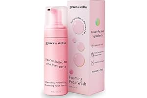 grace & stella Award Winning Hydrating Face Wash (150ml) - Gentle Foaming Facial Cleanser with Hyaluronic Acid, Rose Water, A