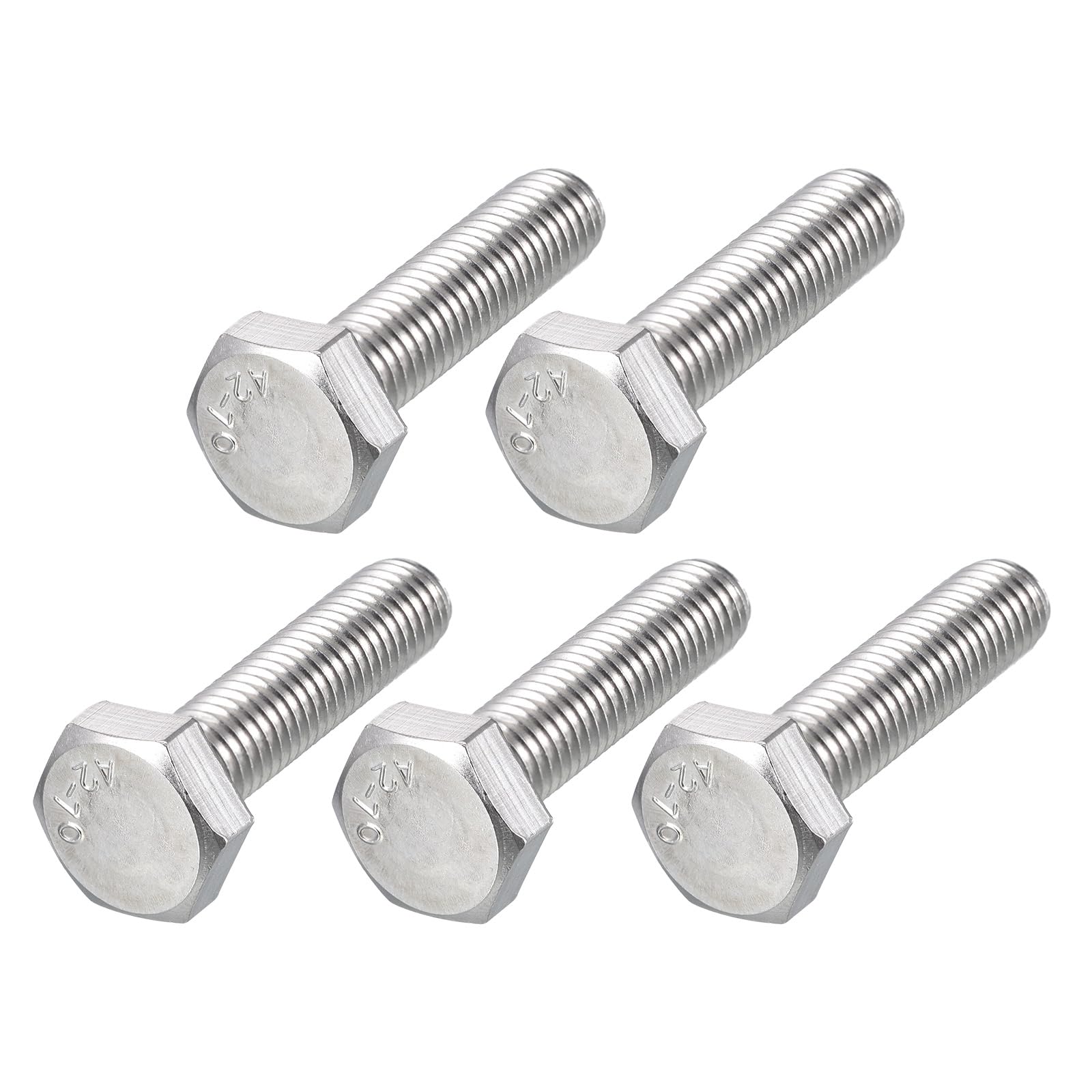 METALLIXITY Hex Bolts (M10-1.5x40mm) 5Pcs, 304 Stainless Steel Coarse Fully Threaded Hex Head Screw Bolt Machine Screws - for Furniture Repair, Silver