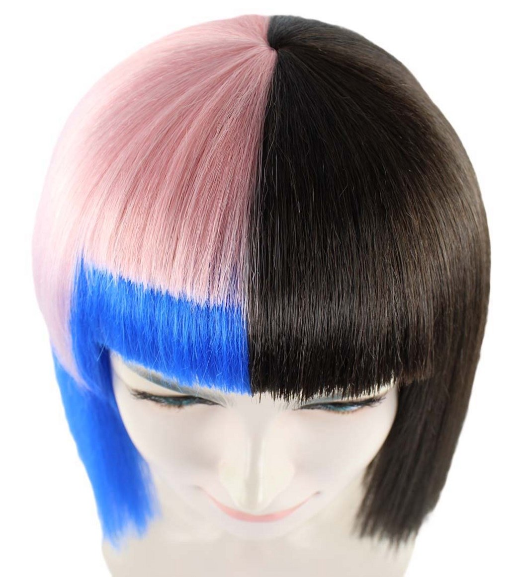 Short Bob Wig with Bangs Colorful Hair Wigs for Melanie Cosplay Costume Theme Party