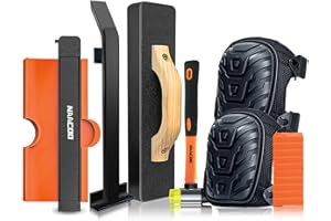 Laminate Flooring Tools, NAACOO Vinyl Flooring Tools, Heavy Tapping Block, Heavy Pull Bar, Knee Pads, 10” Contour Gauge, 40pc Flooring Spacers, Rubber Mallet | 6 in 1 Flooring Installation Kit