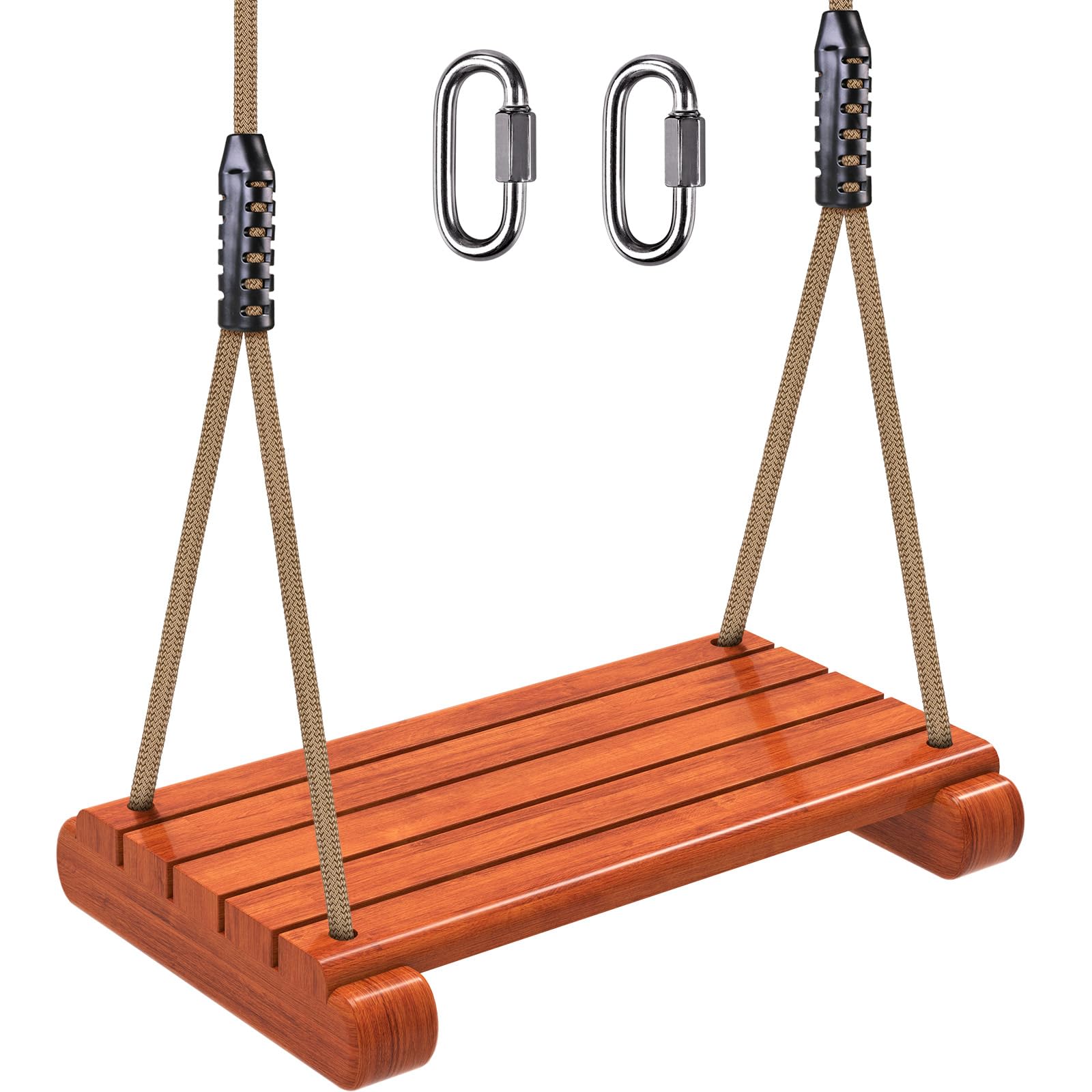 BeneLabel Swing Seat, Kids Wooden Swing Adults Wide Swings Board Indoor/Outdoor Child Tree Swinging with Adjustable 150-200cm Rope for Baby/Teens/Adults, up to 500lbs