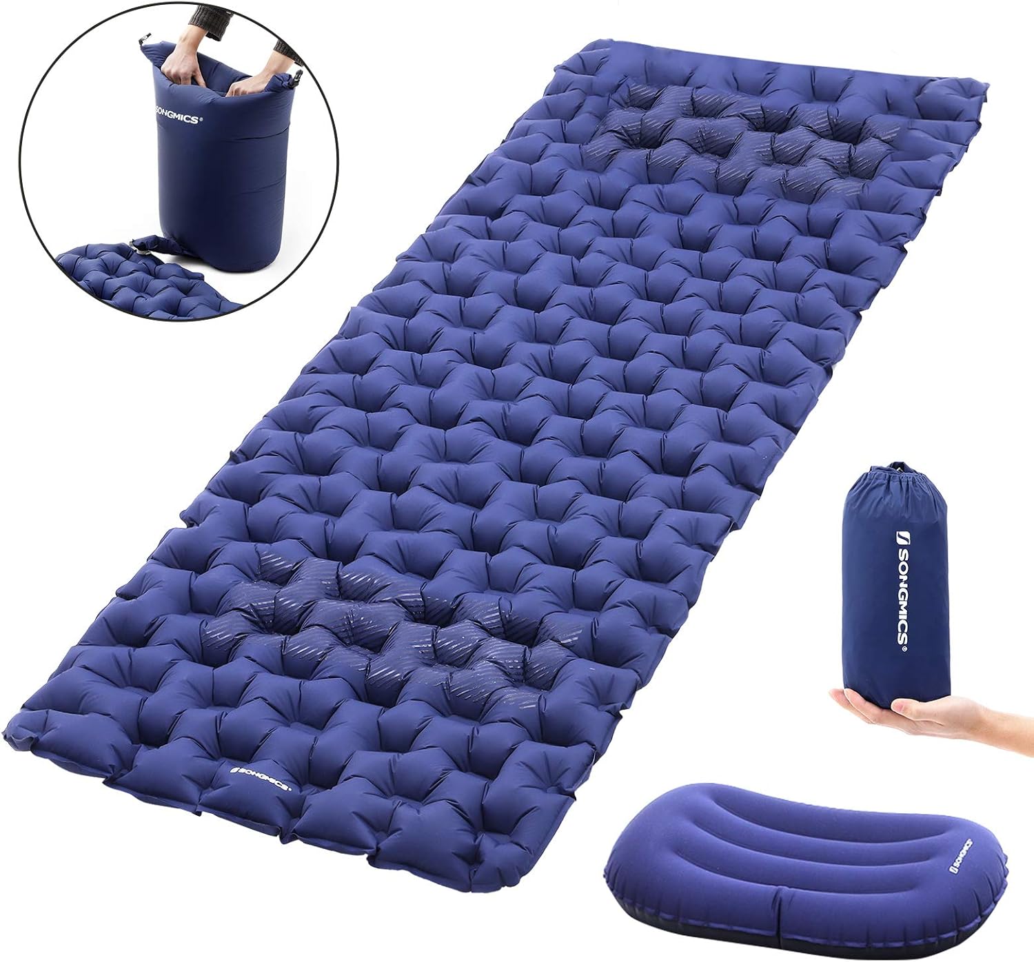 SONGMICS Inflatable Sleeping Pad with Pillow and Air Bag, UltraLight