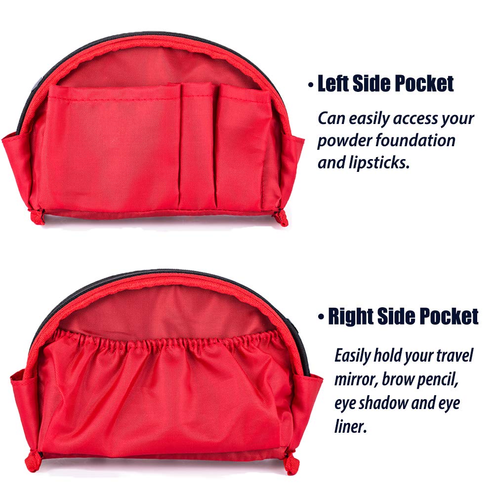 Hekyip Half Moon Cosmetic Bag, Travel Makeup Pouch, Portable Waterproof Cosmetic Pouch for Girls Women, Small (INNER RED) : Beauty