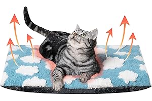 MEOWOOU Self Warming Cat Mat Cloud Self Heating Cat Dog Bed 24" x 18" Thermal Cat Mat Extra Warm Pet Pad for Indoor and Outdoor Large Kittens Small Puppy Pets with Washable Removable Cover