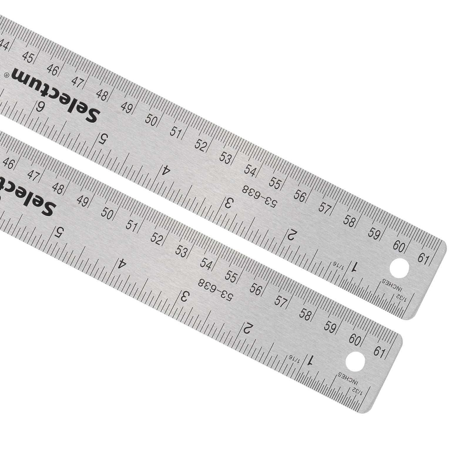 Kozelo 2pcs Stainless Steel Ruler - [60cm/24 Inch] Double-Scale Metal Measuring Tools with Non-Skid Backing for Architectural Design Use