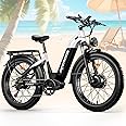 Seemoon Dual Motor 3000W Electric Bike, 52V 20Ah 26" Fat Tire Fast Ebike, Max 38 mph, up to 105 Miles, Hydraulic Brakes, Step-Through Design, Off-Road Mountain Hunting AWD Ebike for Men Women