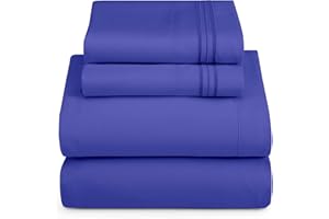Hearth & Harbor Full XL Size Sheets - 4 Piece Bed Sheet Set, Hotel Luxury Double Brushed Bed Sheets - Extra Soft Bedding Sheets & Pillowcases, Full XL, Royal Blue