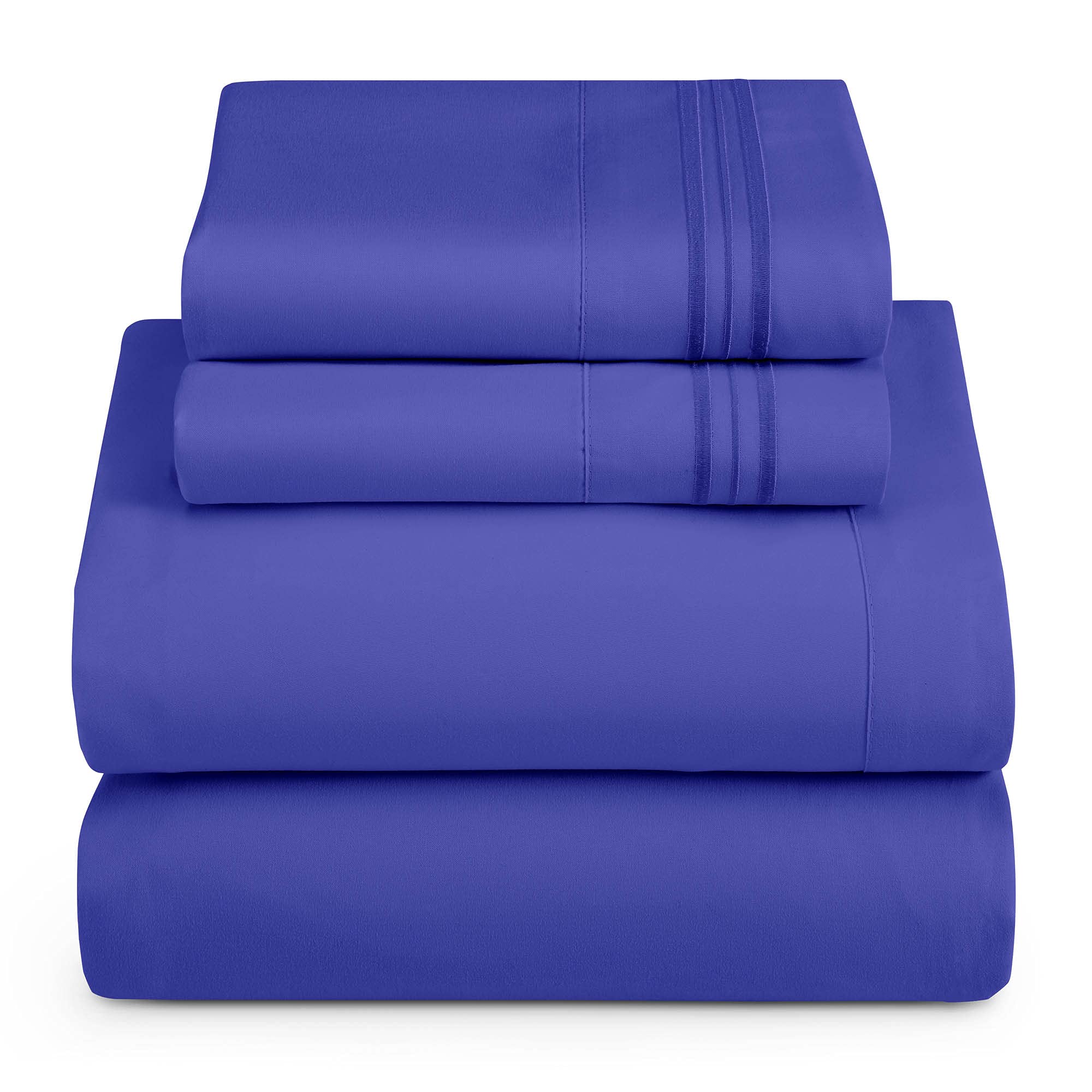 Hearth & Harbor Twin XL Size Sheets – 3 Piece Bed Sheet Set, Hotel Luxury Double Brushed Bed Sheets – Extra Soft Bedding Sheets & Pillowcases, Twin XL, Royal Blue