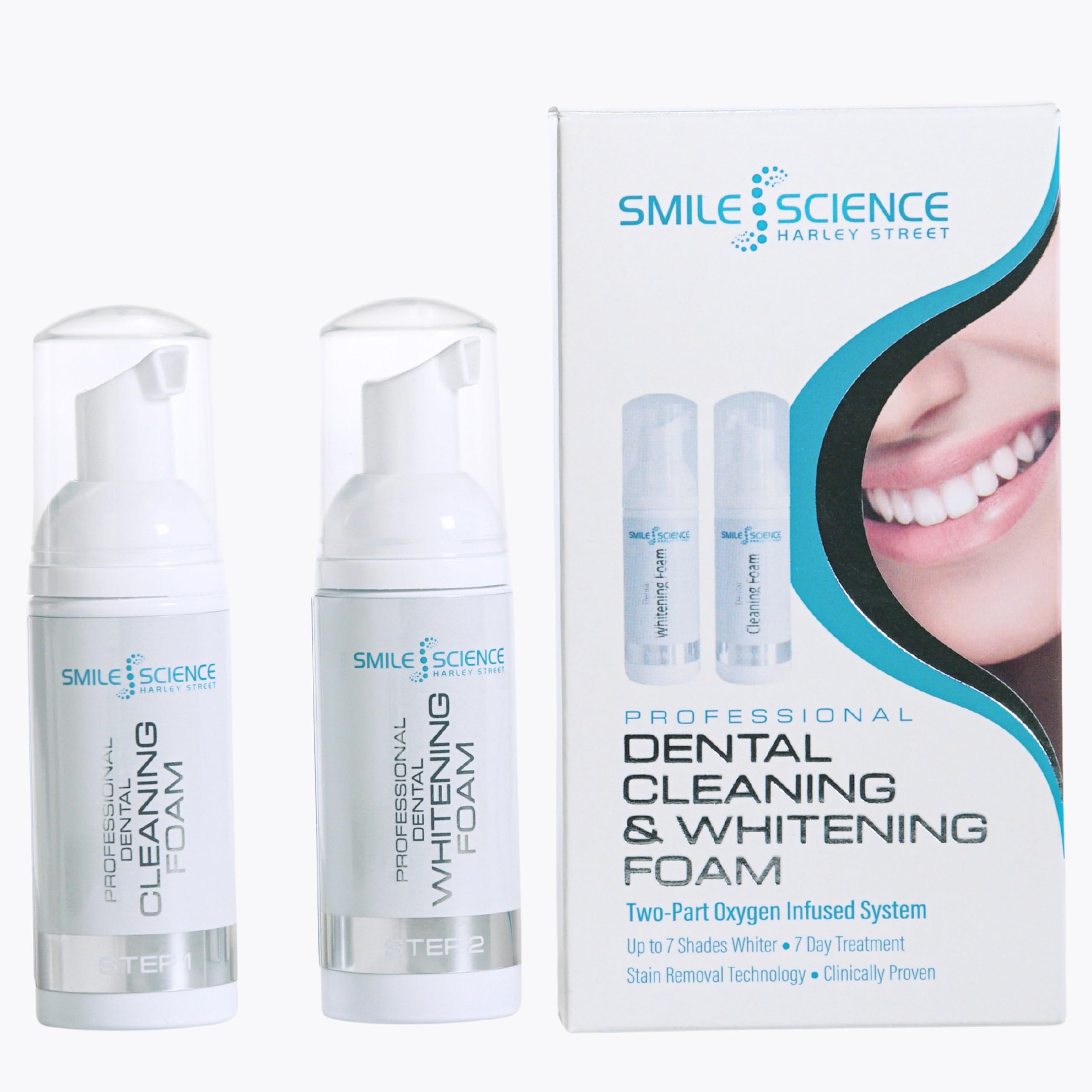 Smile Science Harley Street - Professional Cleaning and Whitening Dual Foam - for Sensitive Teeth - Stain Remover for Teeth - 100% Enamel Safe - Rapid Whitening Results - Vegan - Clinically Proven