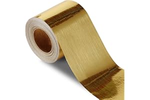 QDYMXUN Brushed Gold Peel and Stick Wallpaper Border, PVC Self Adhesive Removable Contact Paper, Waterproof Mirror Frame Sticker for Bathroom, Kitchen and DIY Decor (394''L x 7.88''W)