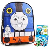 Thomas the Train Backpack Preschool Toddler -- Deluxe 12" Thomas Backpack with 200 Thomas Stickers and 2 Thomas Mini Trains B
