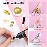 Makartt 3D Nail Gel and Gold Chrome Powder Kit Clear No Wipe view 3