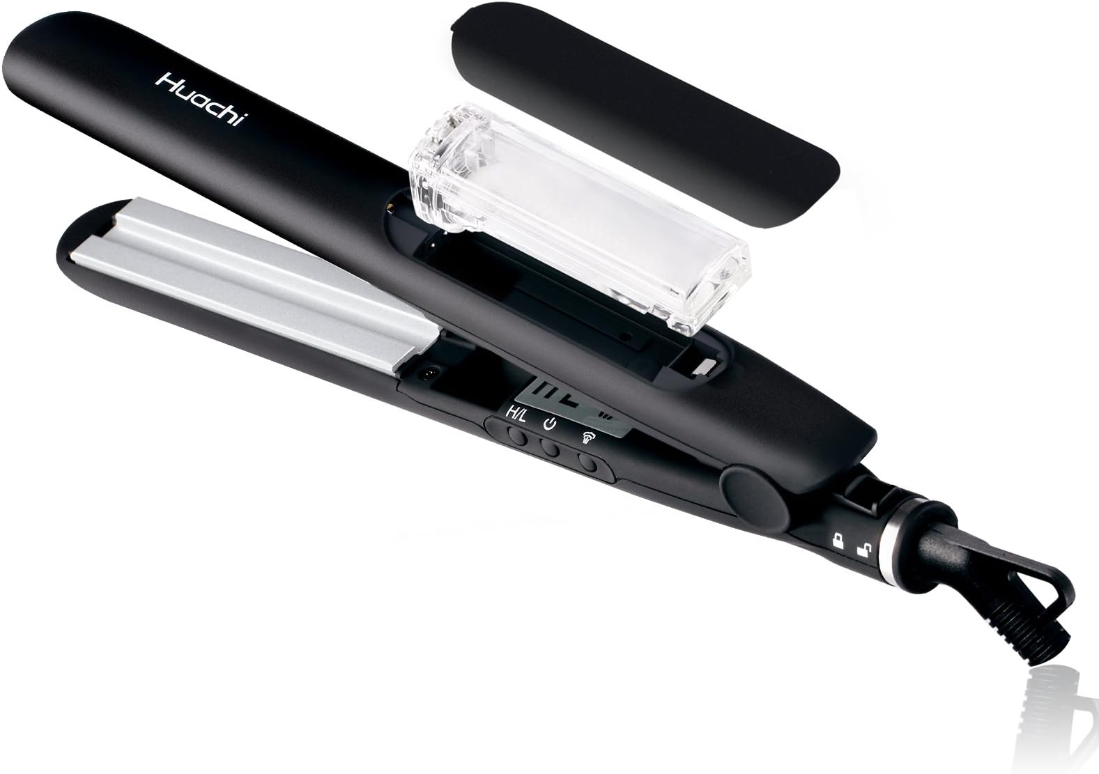 Steam Hair Straightener Huachi Flat Iron Vapor Ceramic Plate Fast Heat Up for Silky Smooth Hair, Professional Travel Hair Straightening Iron Dual Voltage 100/240V, 1 Inch