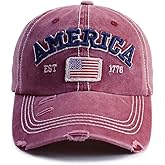 GzacDeope American Flag Hat for Men Women, Funny Adjustable Cotton Embroidered Distressed Baseball Cap
