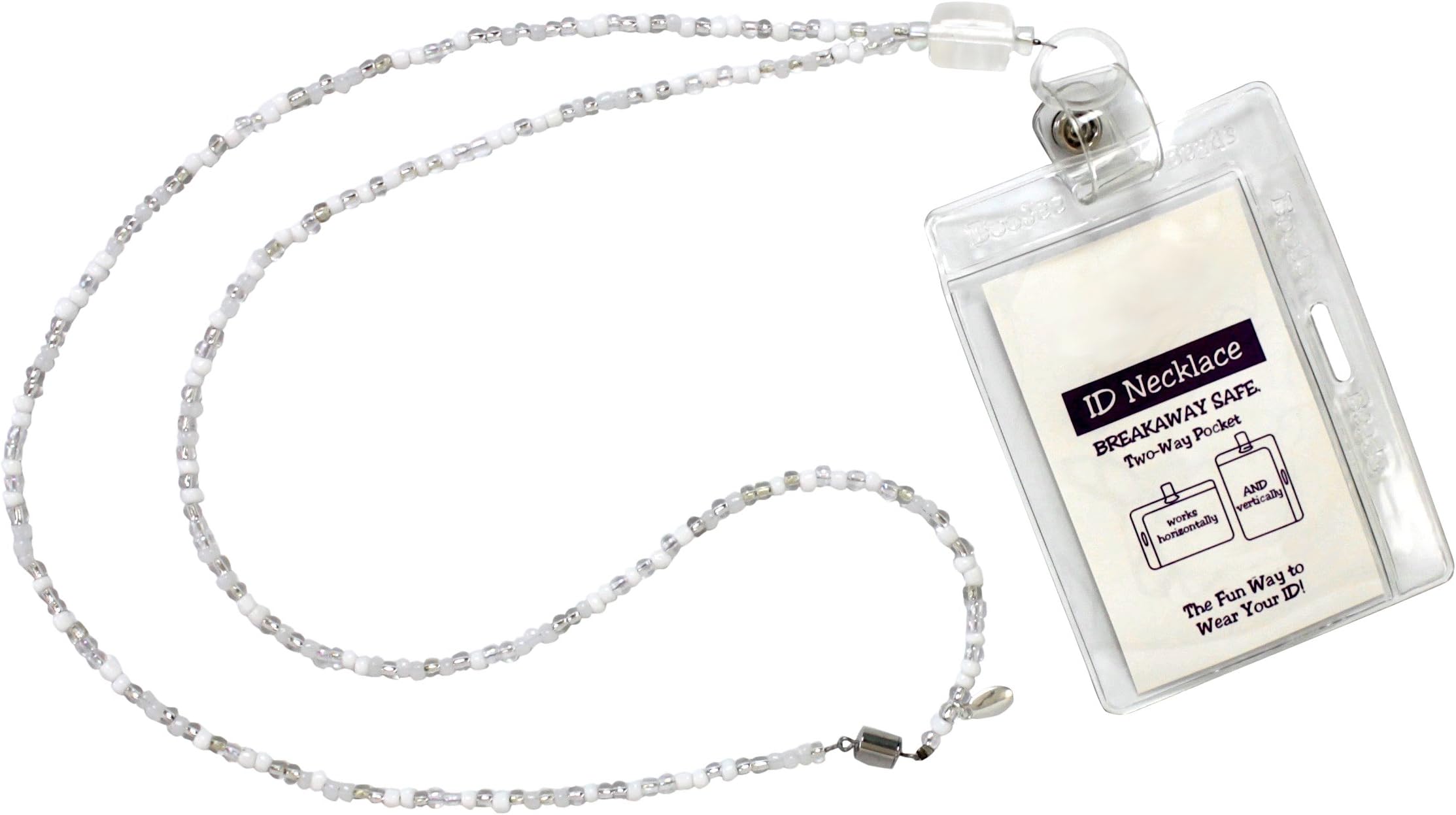 Beaded Lanyard With Magnetic Breakaway Clasp - Winter Frost