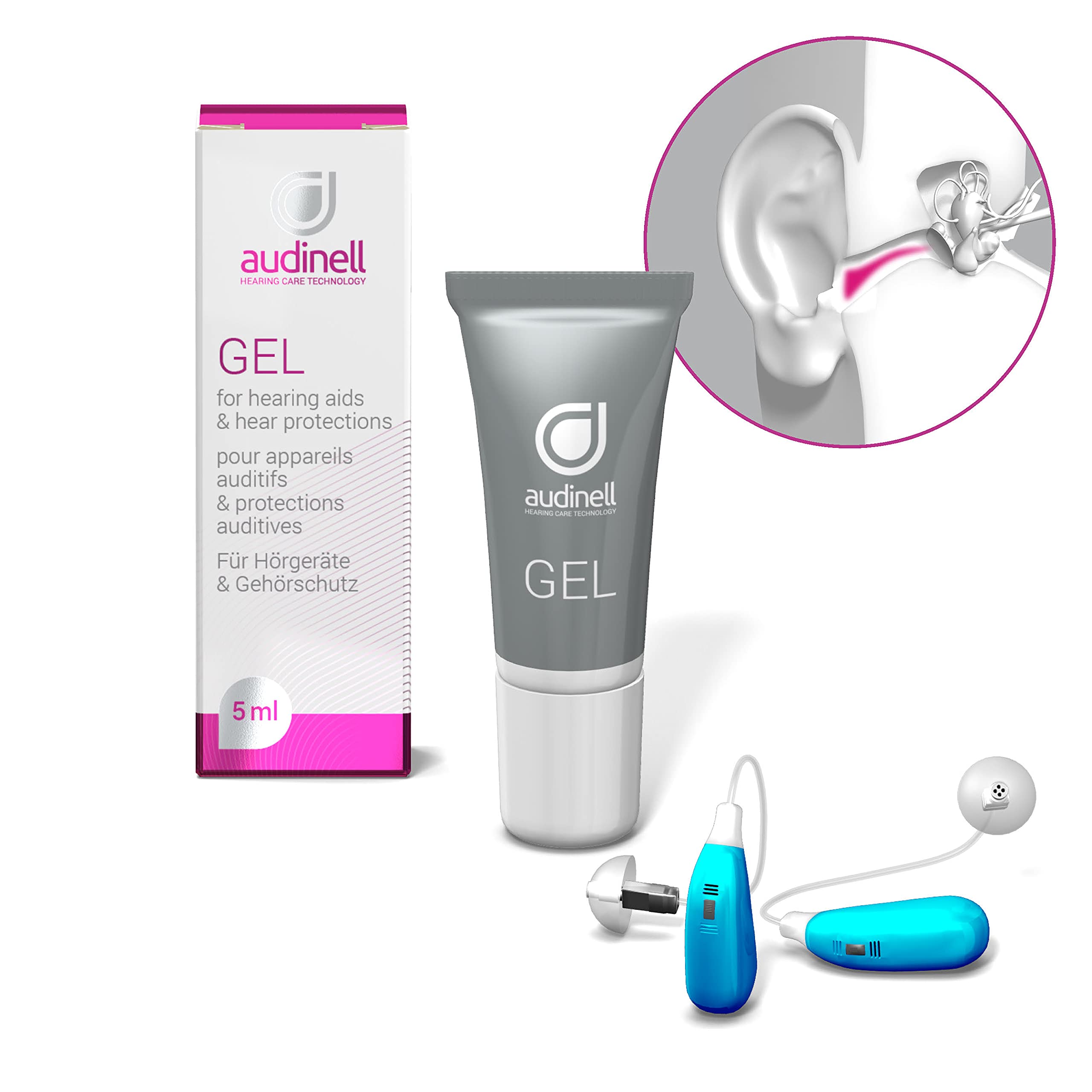 Ear Gel (5ml) | for Itchy Ears, Dry Skin, Rash, Eczema, Dermatitis | Naturally Hydrates, Moisturizes, Lubricates Ear Canal | Aids Insertion of Hearing Devices, Earbuds, Earplugs, Earmold