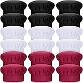 Seematn 18 Pcs Chef Hats for Adults Adjustable Elastic Chef Cap Kitchen Bakers Hat Cooking Cap Funny Gifts for Men Women, Black, White, Red